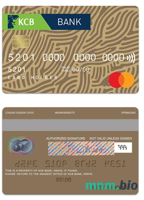 Kenya KCB Bank złoto przykład karty mastercard w formacie PSD